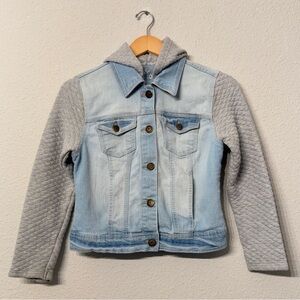 Wallflower Womens Dreamer Denim Hooded Jacket Juniors Size M